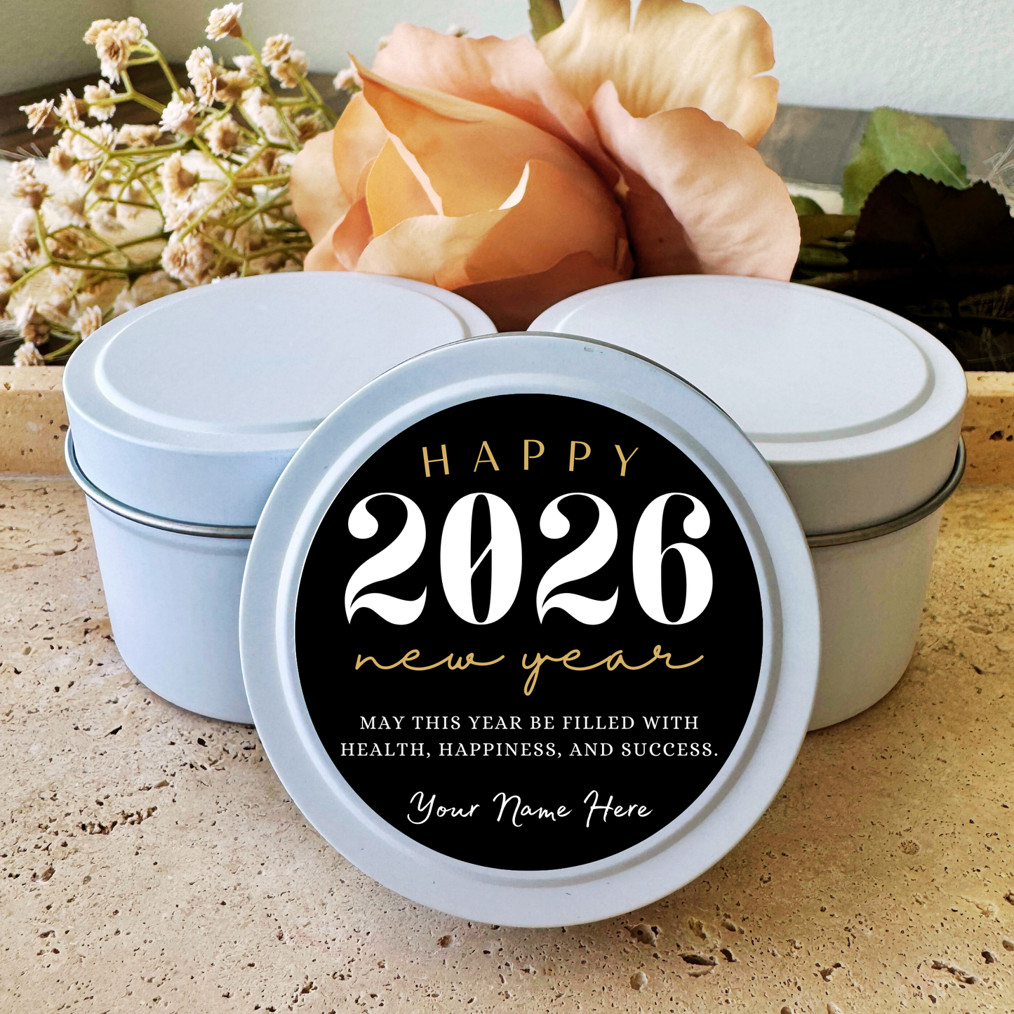 PERSONALIZED NEW YEAR GIFT CANDLE - TIN 4OZ