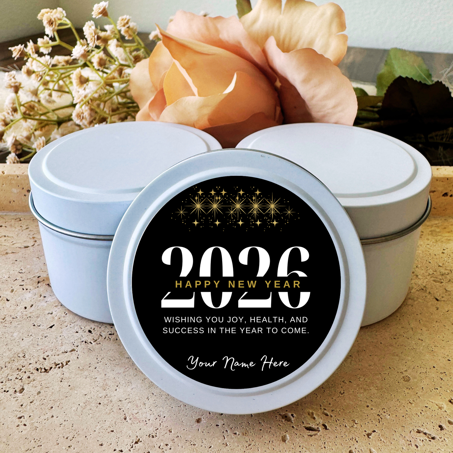 PERSONALIZED NEW YEAR GIFT CANDLE - TIN 4OZ