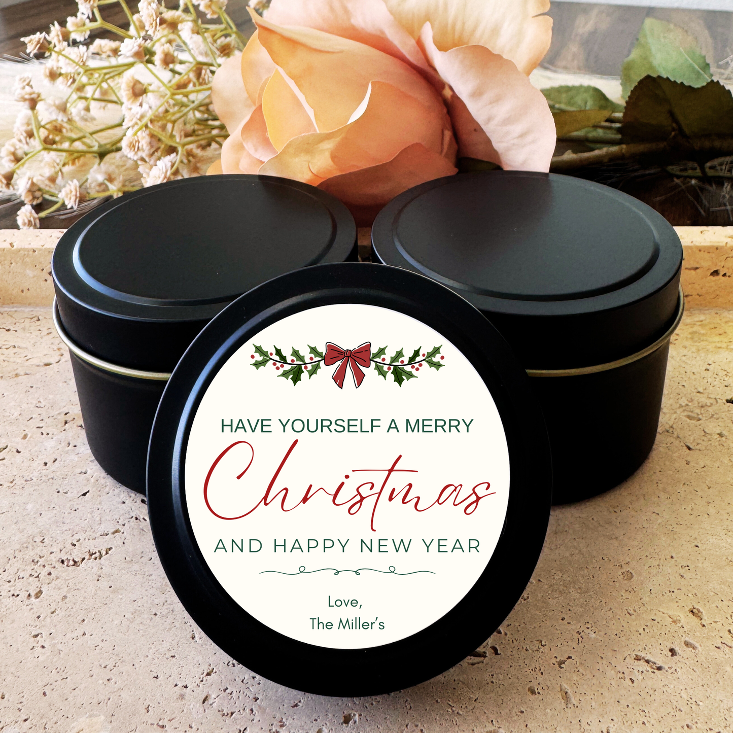 PERSONALIZED CHRISTMAS GIFT CANDLE - TIN 4OZ