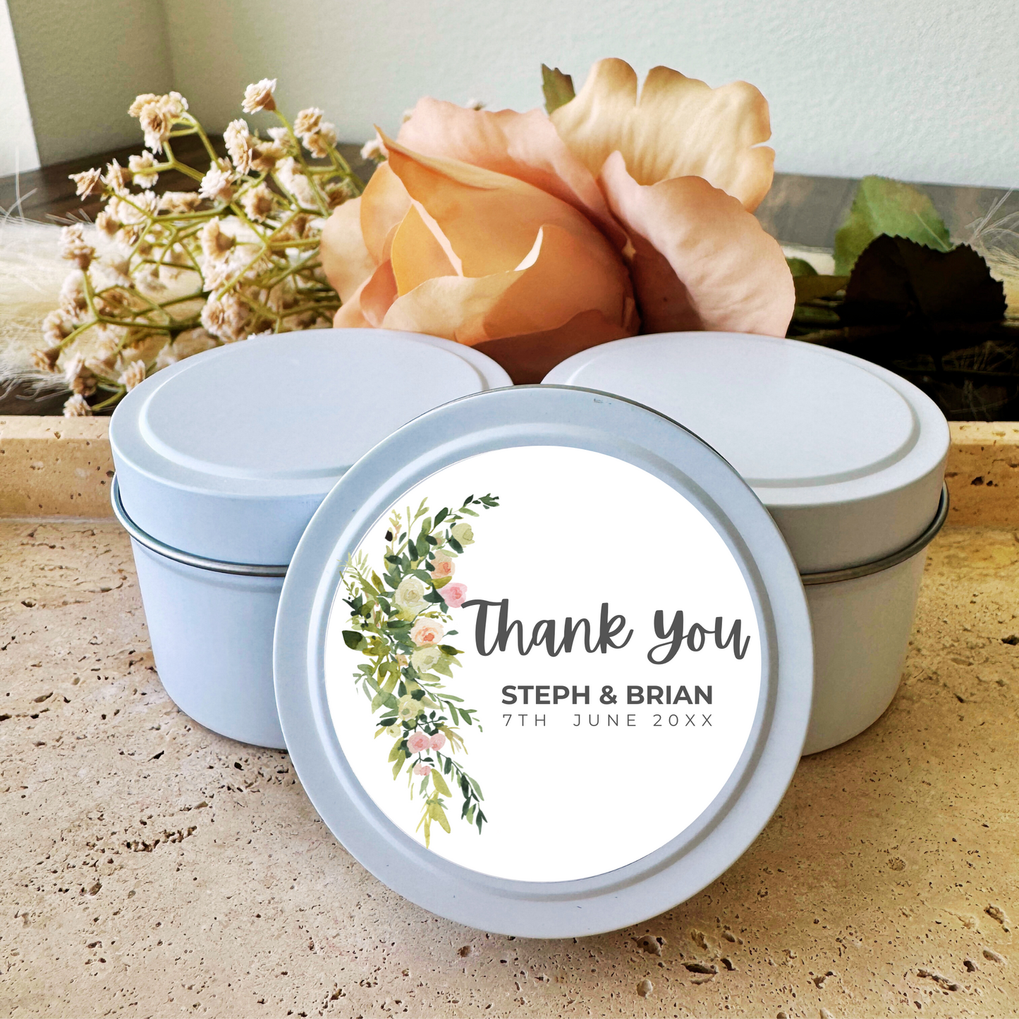THANK YOU WEDDING FAVORS - TIN CANDLE - SET OF 10 PC