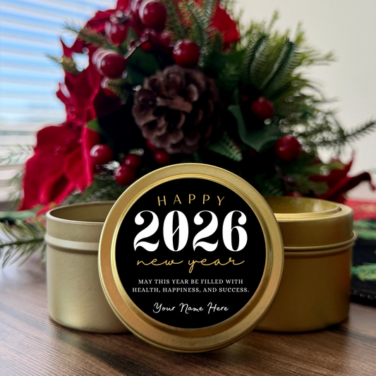PERSONALIZED NEW YEAR GIFT CANDLE - TIN 4OZ