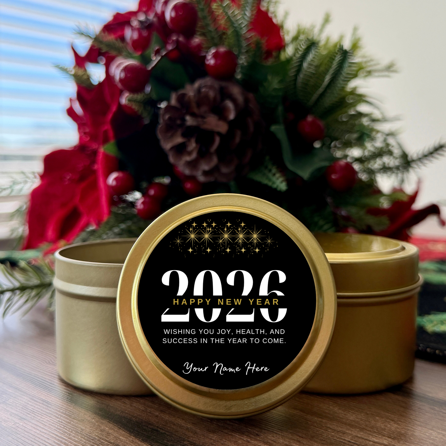PERSONALIZED NEW YEAR GIFT CANDLE - TIN 4OZ