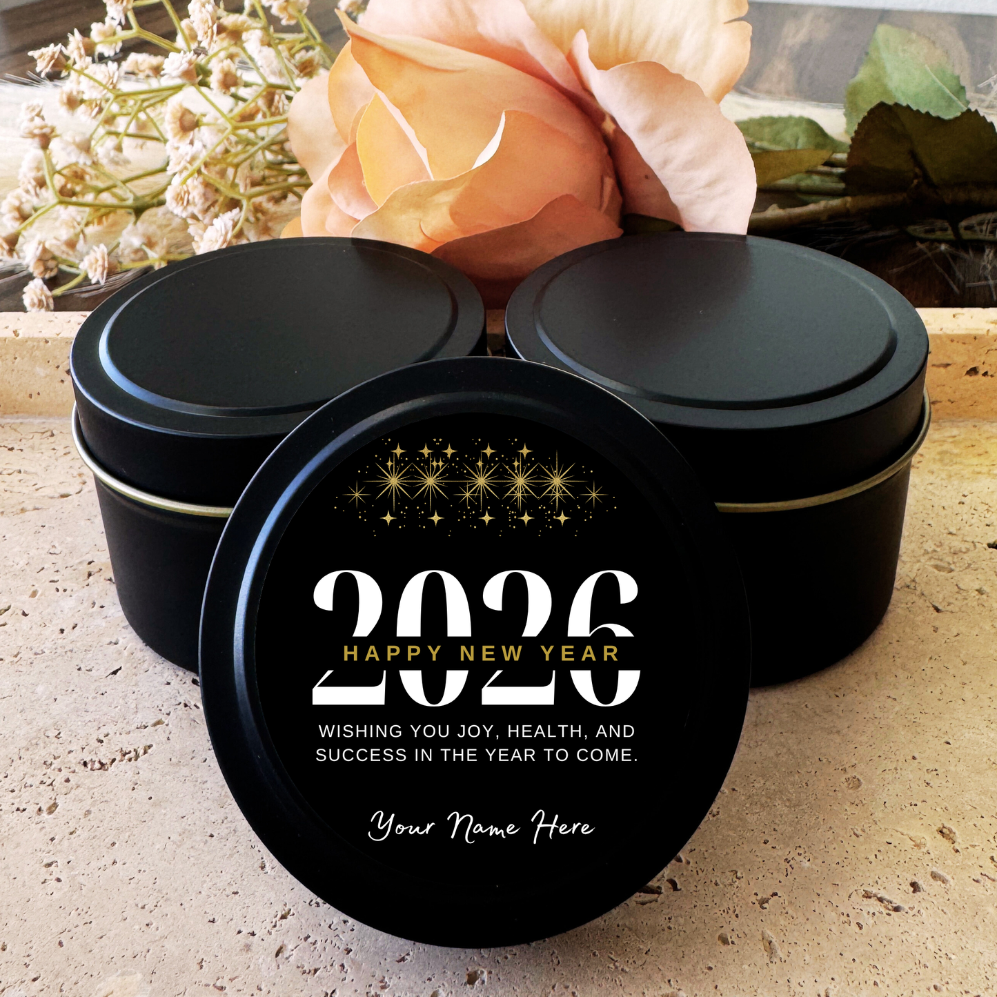 PERSONALIZED NEW YEAR GIFT CANDLE - TIN 4OZ