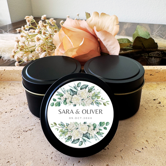 FLORAL WEDDING FAVORS - TIN CANDLE - SET OF 10 PC