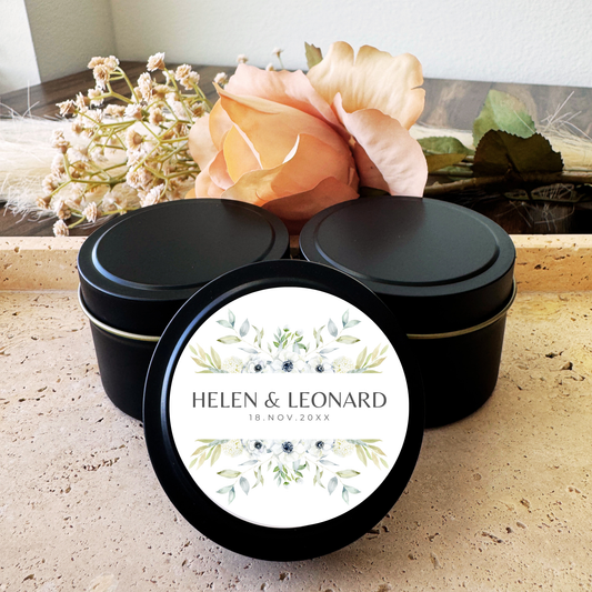 FLORAL WEDDING FAVORS - TIN CANDLE - SET OF 10 PC