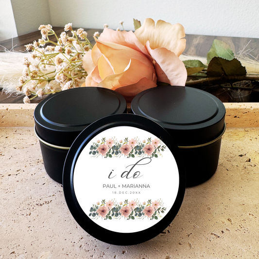 I DO - WEDDING FAVORS - TIN CANDLE - SET OF 10 PC