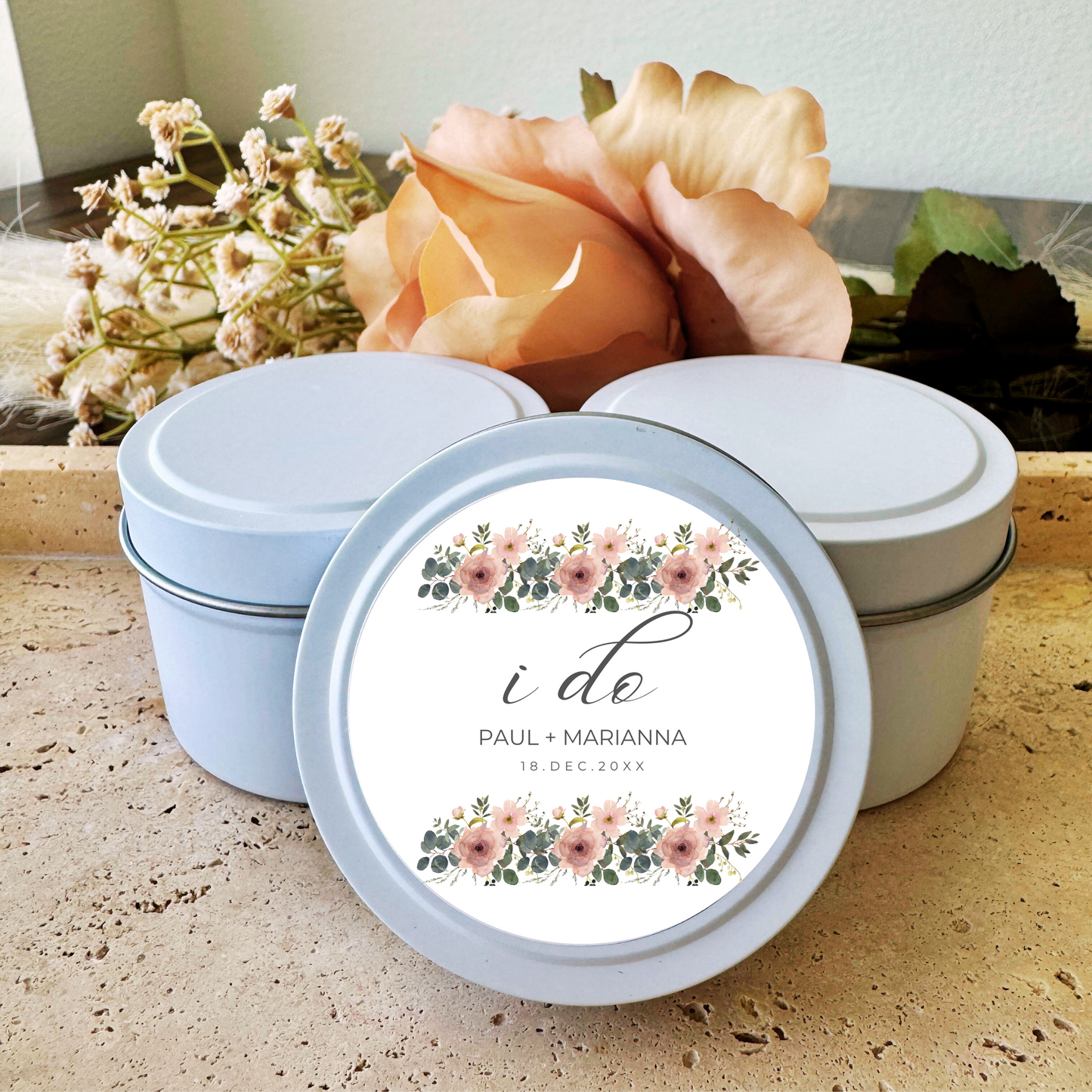 I DO - WEDDING FAVORS - TIN CANDLE - SET OF 10 PC