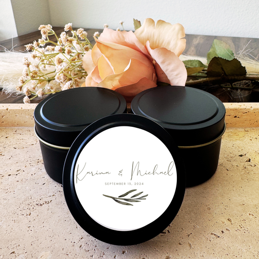 PERSONALIZED NAME - WEDDING FAVORS - TIN CANDLE - SET OF 10 PC