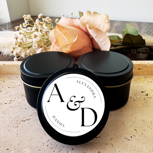 INITIALS (MINIMALIST) - WEDDING FAVORS - TIN CANDLE - SET OF 10 PC