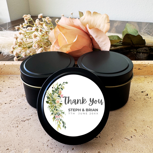 THANK YOU WEDDING FAVORS - TIN CANDLE - SET OF 10 PC