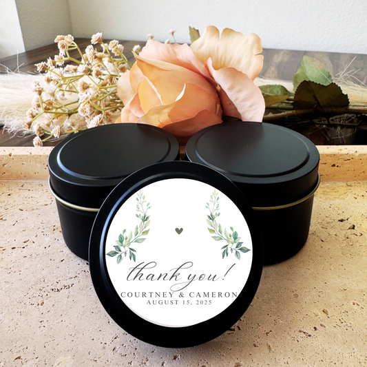 THANK YOU FLORAL - WEDDING FAVORS - TIN CANDLE - SET OF 10 PC