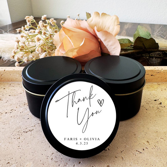 THANK YOU MINIMALIST - WEDDING FAVORS - TIN CANDLE - SET OF 10 PC