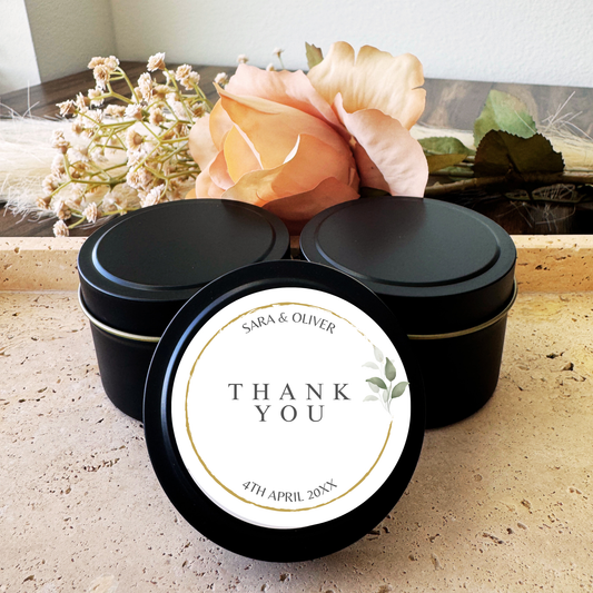 THANK YOU - WEDDING FAVORS - TIN CANDLE - SET OF 10 PC
