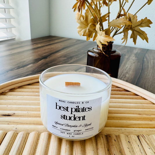 BEST PILATES STUDENT - WORKOUT - 4 OZ. GLASS CANDLE - SET OF 10 PC