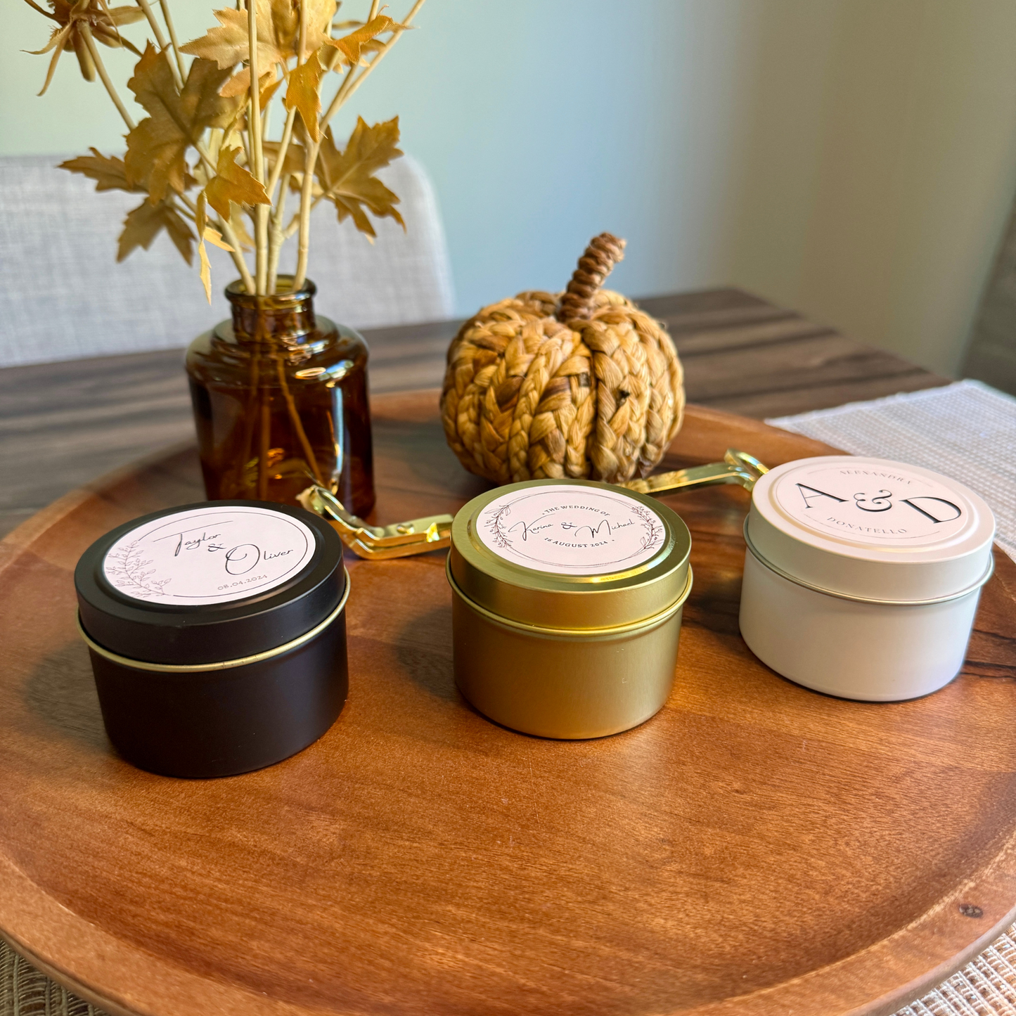 THANK YOU MINIMALIST - WEDDING FAVORS - TIN CANDLE - SET OF 10 PC